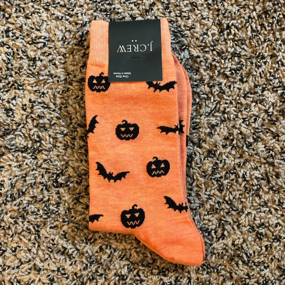 NWT J. Crew F Halloween socks bats & jack’o’lanterns heather OS